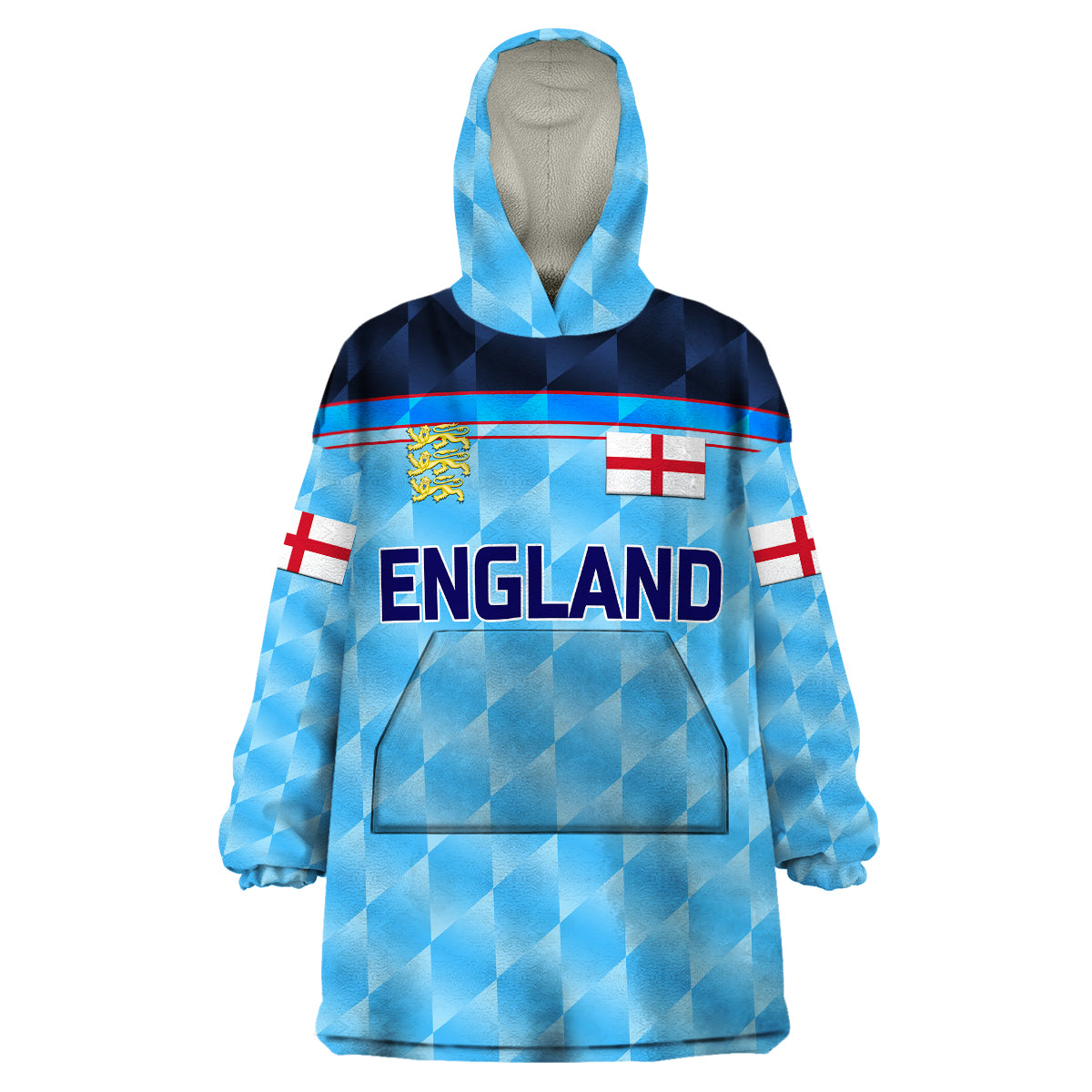 (Custom Personalised) England Cricket Wearable Blanket Hoodie Unique - Blue - Vibe Hoodie Shop