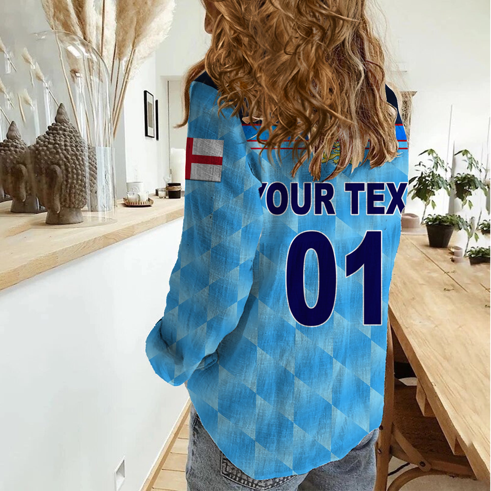 (Custom Personalised) England Cricket Women Casual Shirt Unique - Blue - Vibe Hoodie Shop
