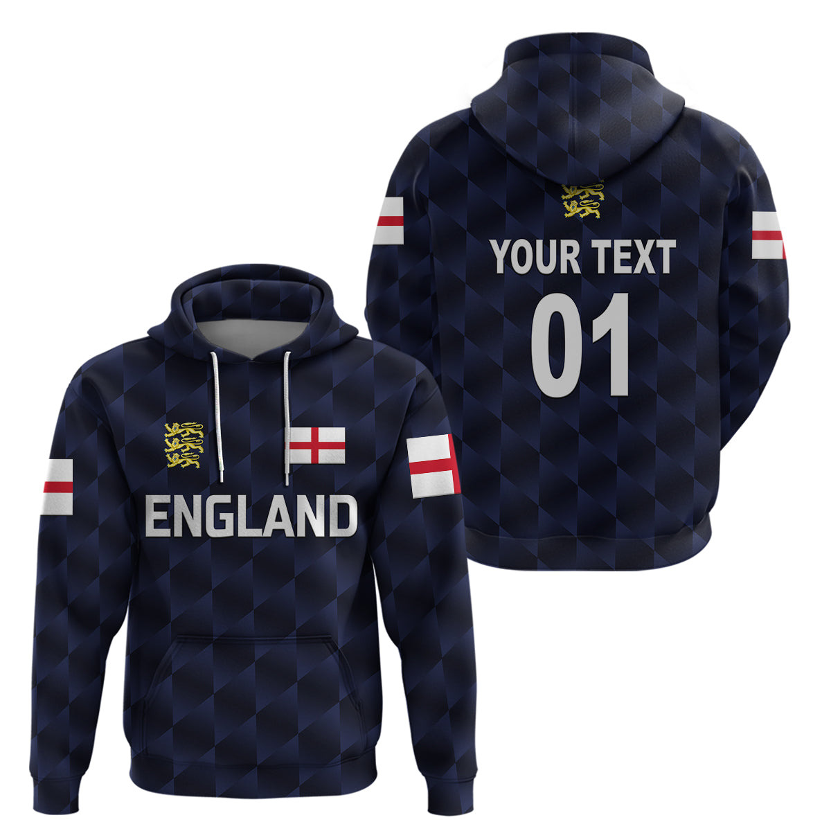 (Custom Personalised) England Cricket Hoodie Unique - Navy LT8 - Vibe Hoodie Shop