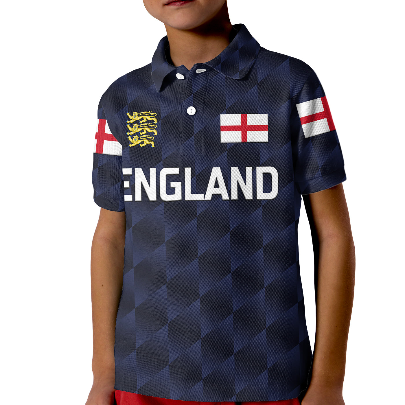 (Custom Personalised) England Cricket Kid Polo Shirt Unique - Navy - Vibe Hoodie Shop