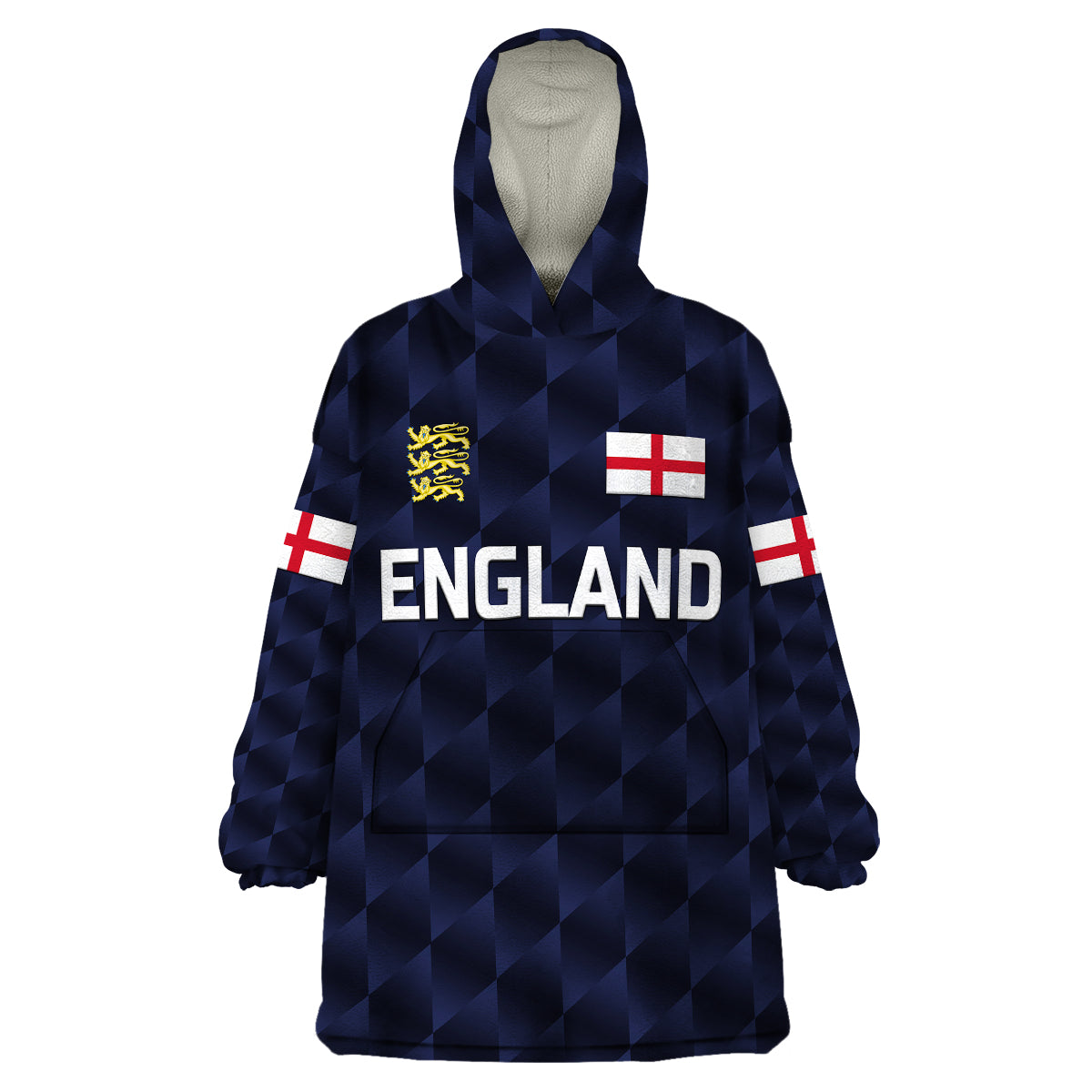 (Custom Personalised) England Cricket Wearable Blanket Hoodie Unique - Navy - Vibe Hoodie Shop