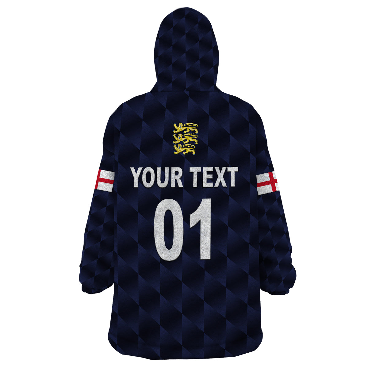 (Custom Personalised) England Cricket Wearable Blanket Hoodie Unique - Navy - Vibe Hoodie Shop