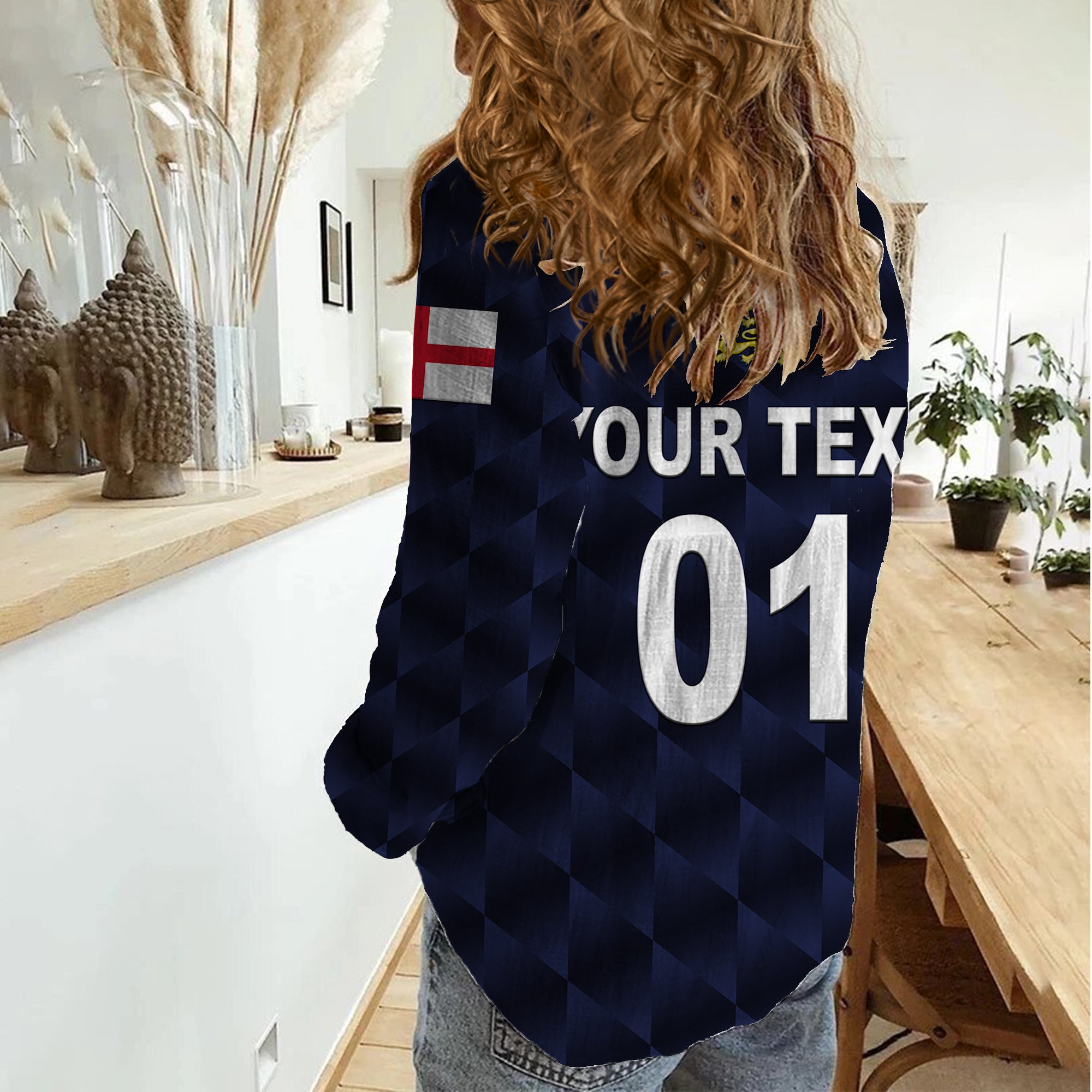 (Custom Personalised) England Cricket Women Casual Shirt Unique - Navy - Vibe Hoodie Shop