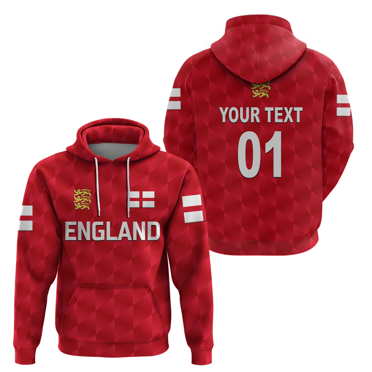 (Custom Personalised) England Cricket Hoodie Unique - Red LT8 - Vibe Hoodie Shop