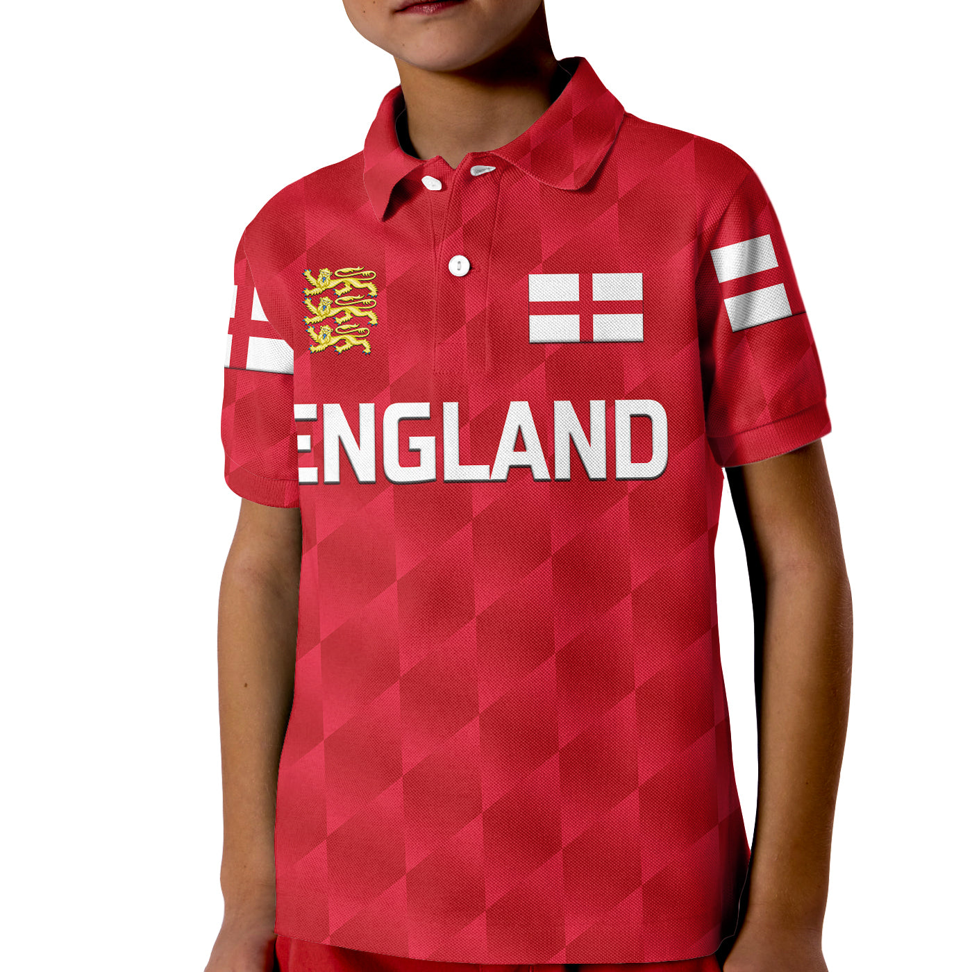 (Custom Personalised) England Cricket Kid Polo Shirt Unique - Red - Vibe Hoodie Shop