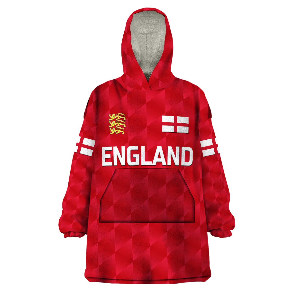 (Custom Personalised) England Cricket Wearable Blanket Hoodie Unique - Red - Vibe Hoodie Shop