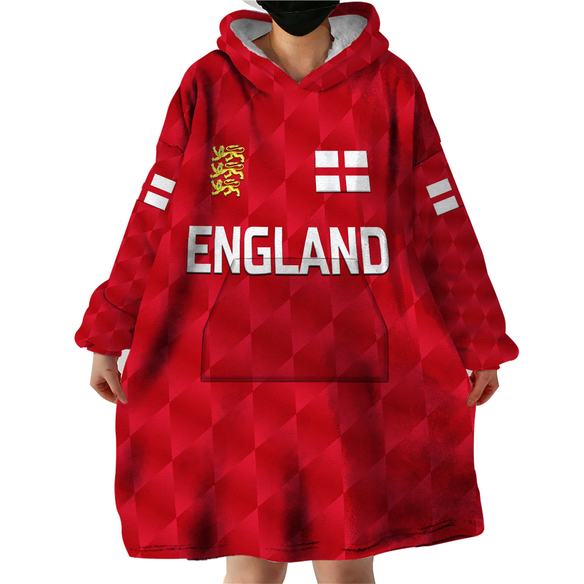 (Custom Personalised) England Cricket Wearable Blanket Hoodie Unique - Red - Vibe Hoodie Shop