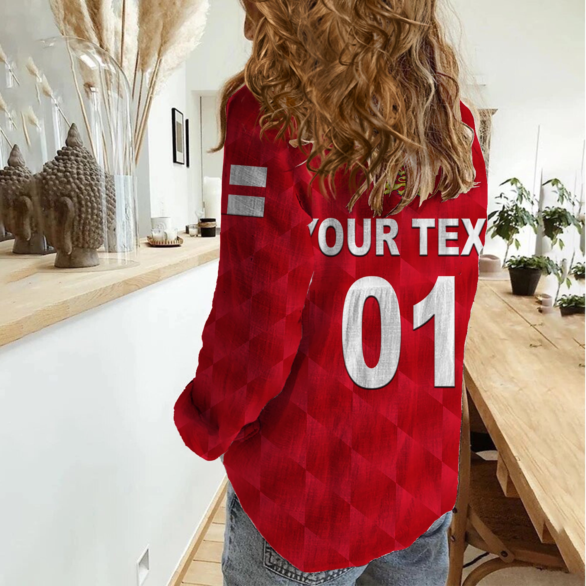 (Custom Personalised) England Cricket Women Casual Shirt Unique - Red - Vibe Hoodie Shop