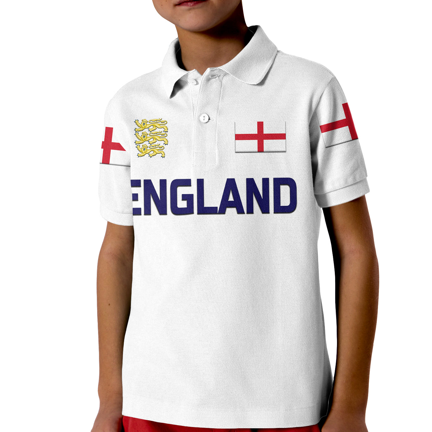 (Custom Personalised) England Cricket Kid Polo Shirt Unique - White - Vibe Hoodie Shop