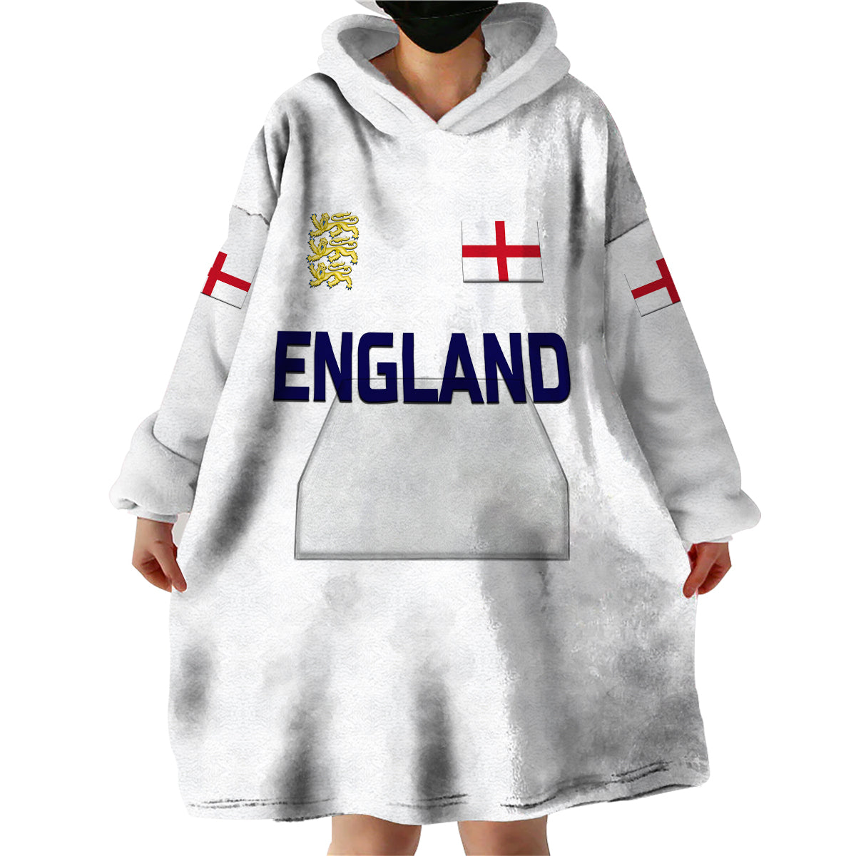 (Custom Personalised) England Cricket Wearable Blanket Hoodie Unique - White - Vibe Hoodie Shop