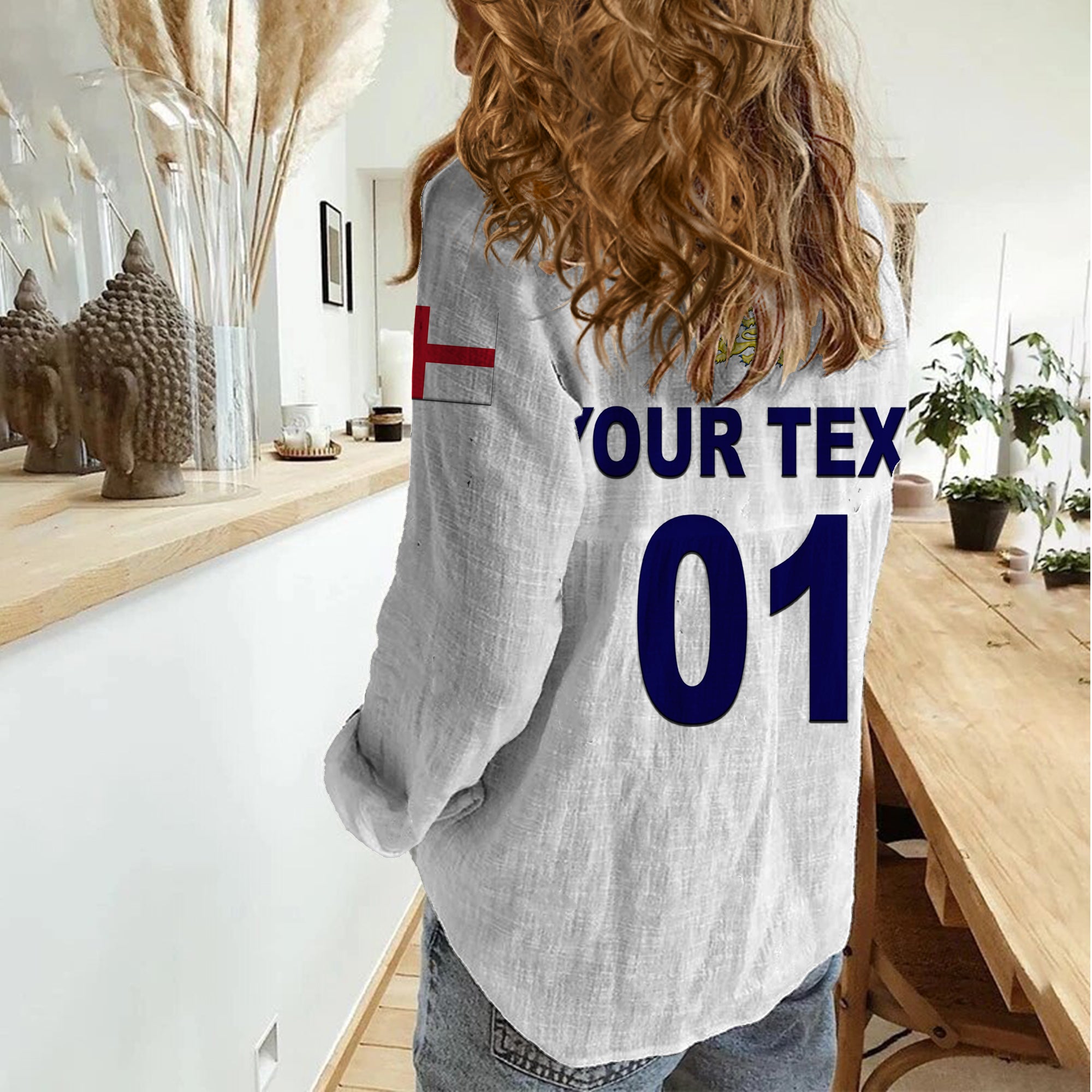(Custom Personalised) England Cricket Women Casual Shirt Unique - White - Vibe Hoodie Shop