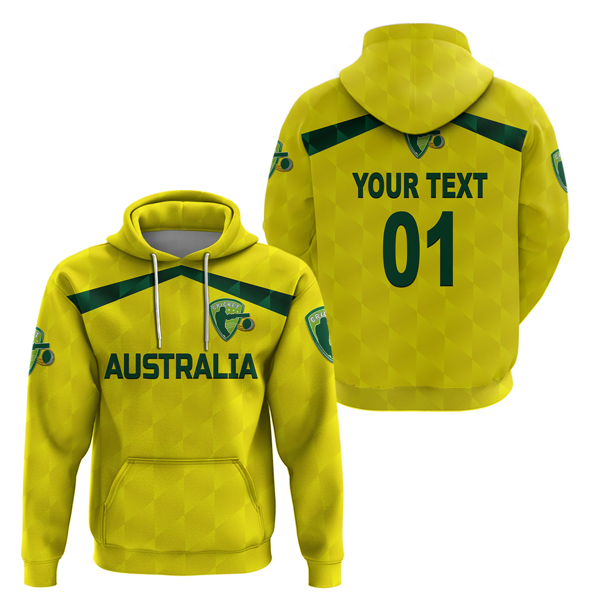 (Custom Personalised) Australia Cricket Hoodie Aussie Unique - Yellow LT8 - Vibe Hoodie Shop