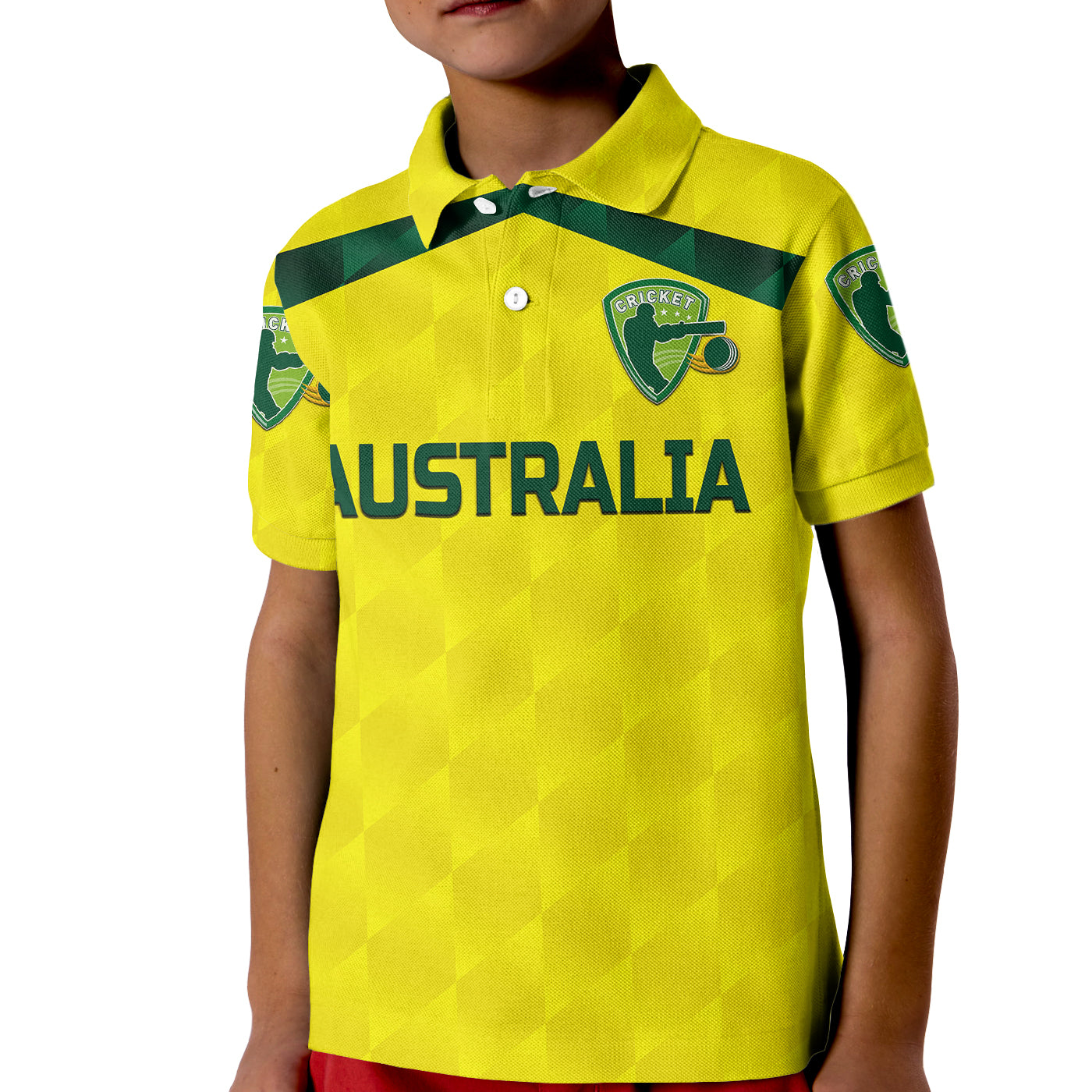 (Custom Personalised) Australia Cricket Kid Polo Shirt Aussie Unique - Yellow - Vibe Hoodie Shop