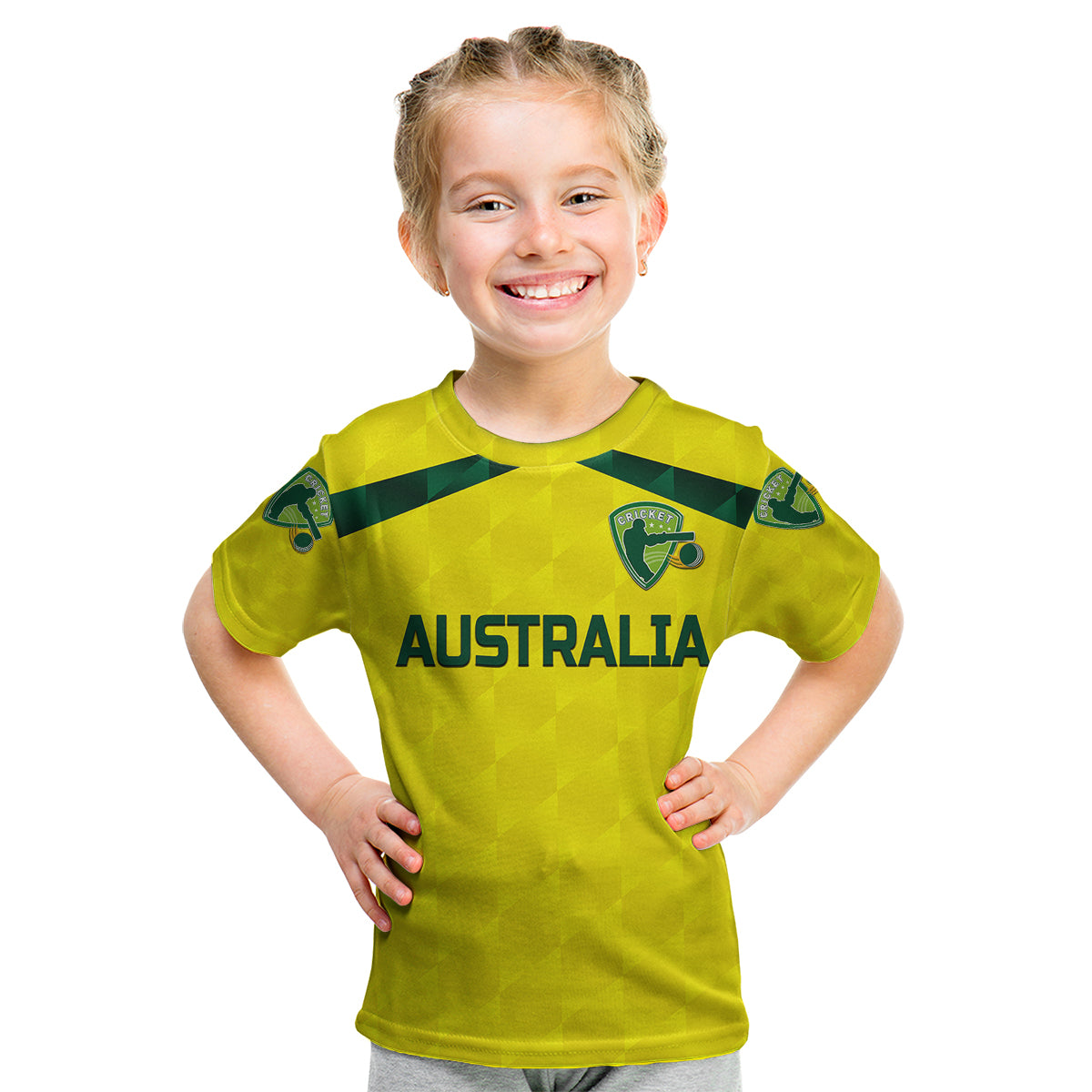 (Custom Personalised) Australia Cricket Kid T Shirt Aussie Unique - Yellow - Vibe Hoodie Shop