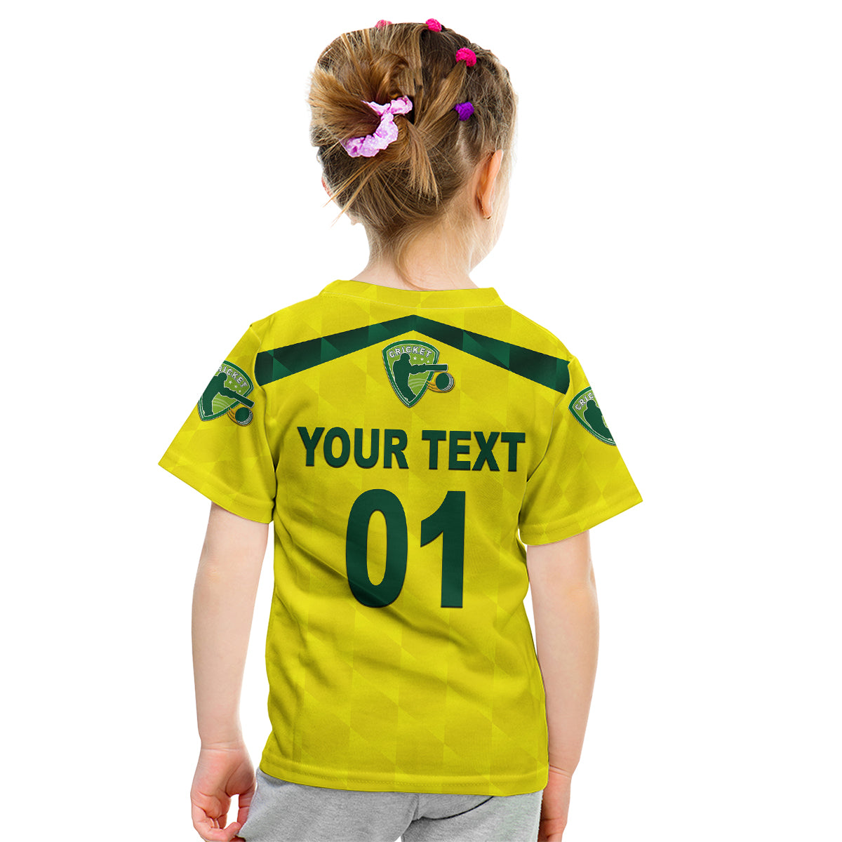 (Custom Personalised) Australia Cricket Kid T Shirt Aussie Unique - Yellow - Vibe Hoodie Shop