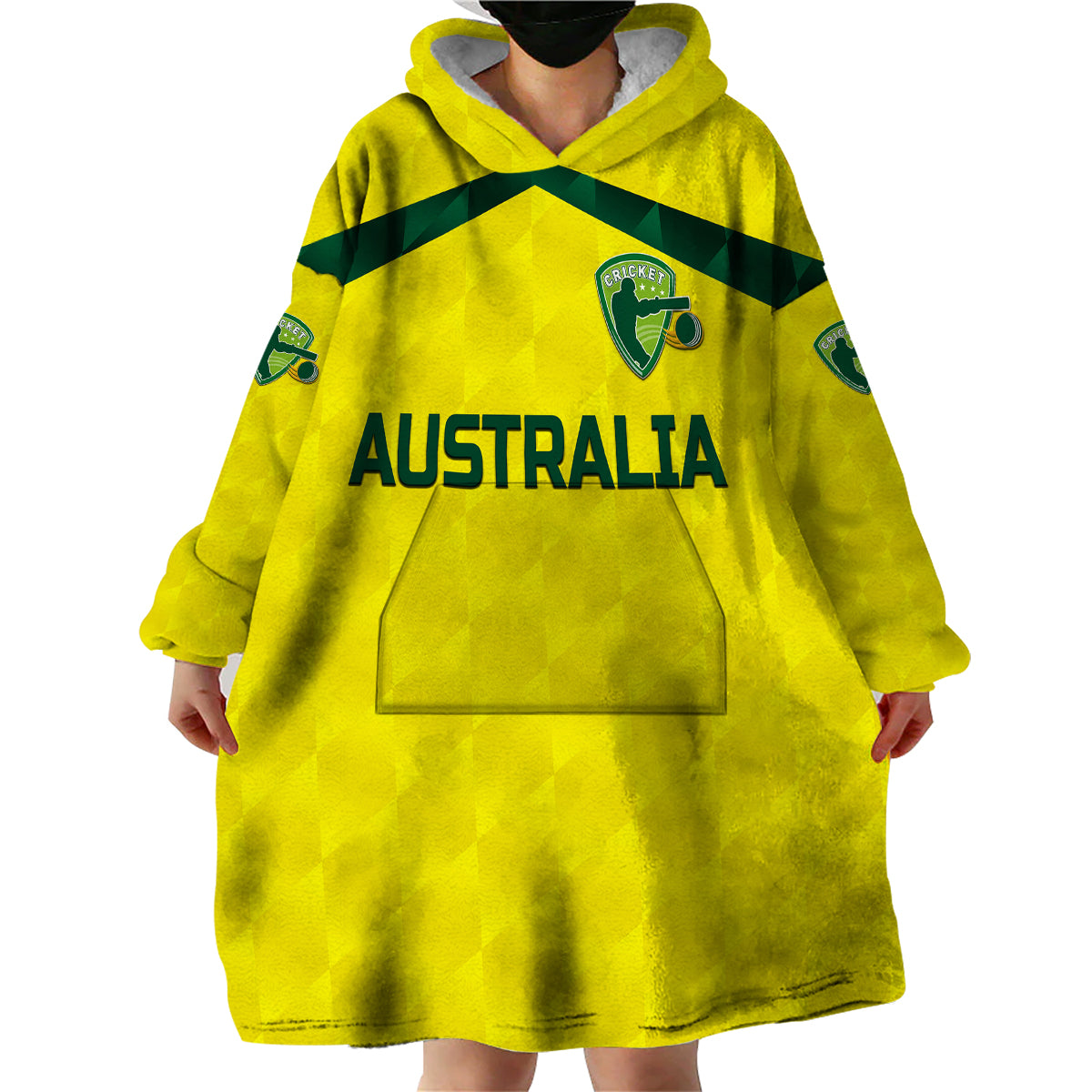 (Custom Personalised) Australia Cricket Wearable Blanket Hoodie Aussie Unique - Yellow - Vibe Hoodie Shop