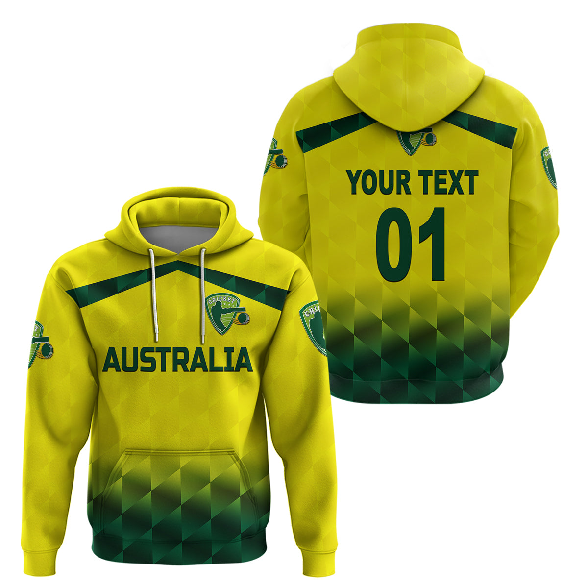 (Custom Personalised) Australia Cricket Hoodie Aussie Unique - Gradient Yellow Vibes LT8 - Vibe Hoodie Shop