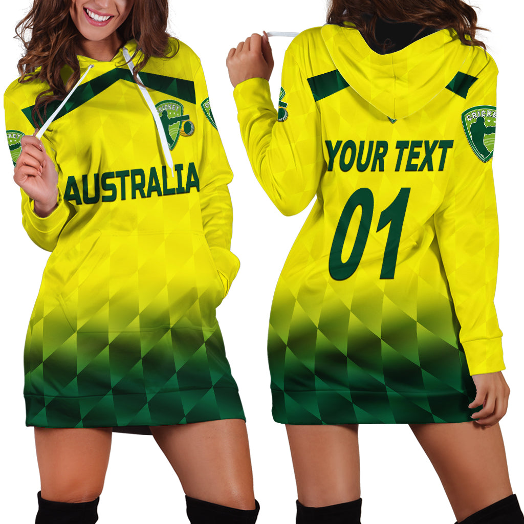 (Custom Personalised) Australia Cricket Hoodie Dress Aussie Unique - Gradient Yellow Vibes - Vibe Hoodie Shop