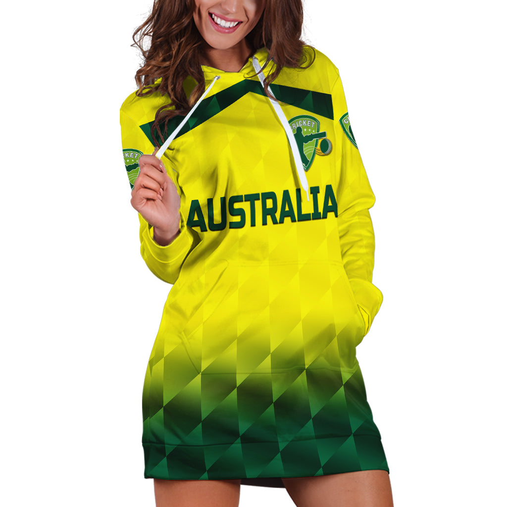 (Custom Personalised) Australia Cricket Hoodie Dress Aussie Unique - Gradient Yellow Vibes - Vibe Hoodie Shop