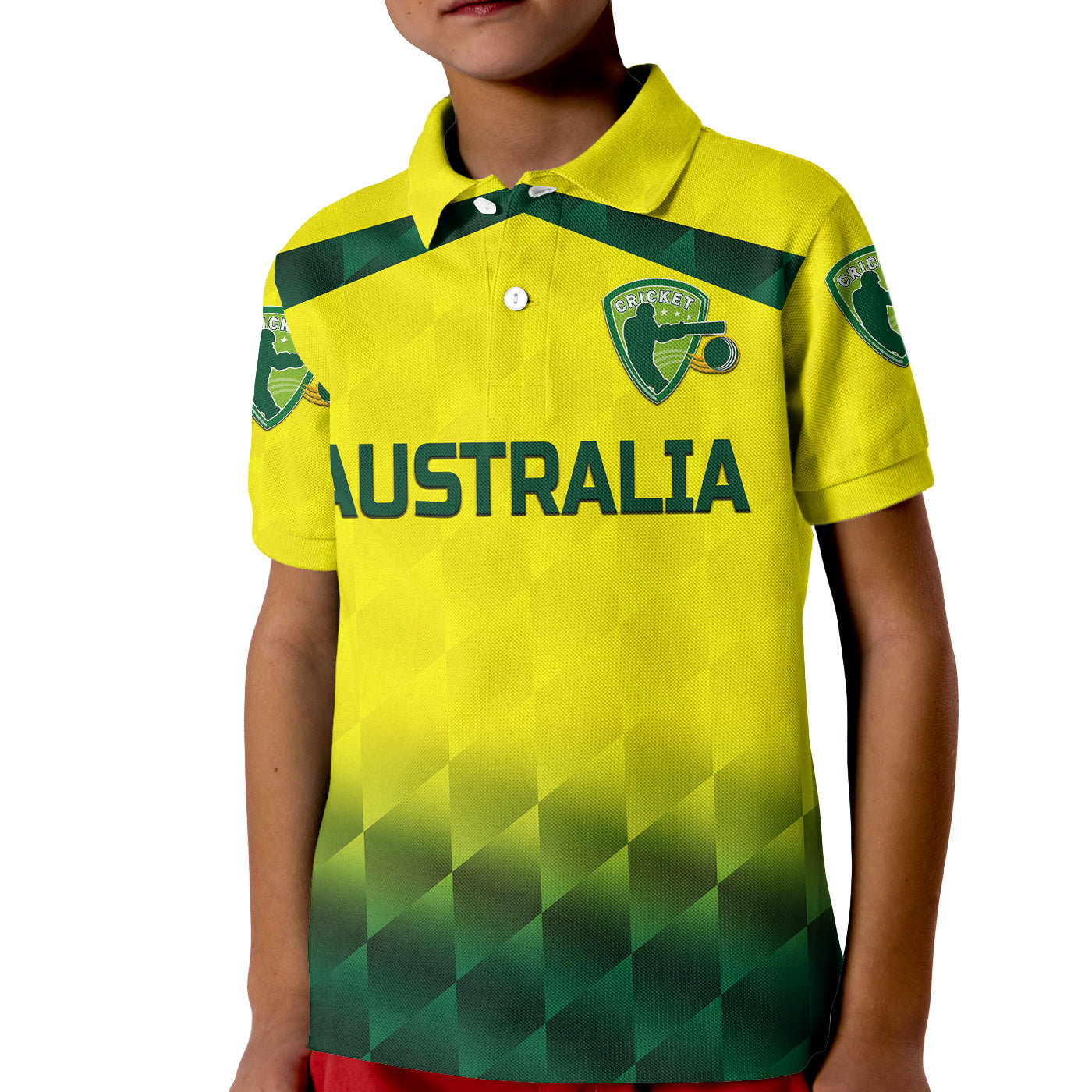 (Custom Personalised) Australia Cricket Kid Polo Shirt Aussie Unique - Gradient Yellow Vibes - Vibe Hoodie Shop