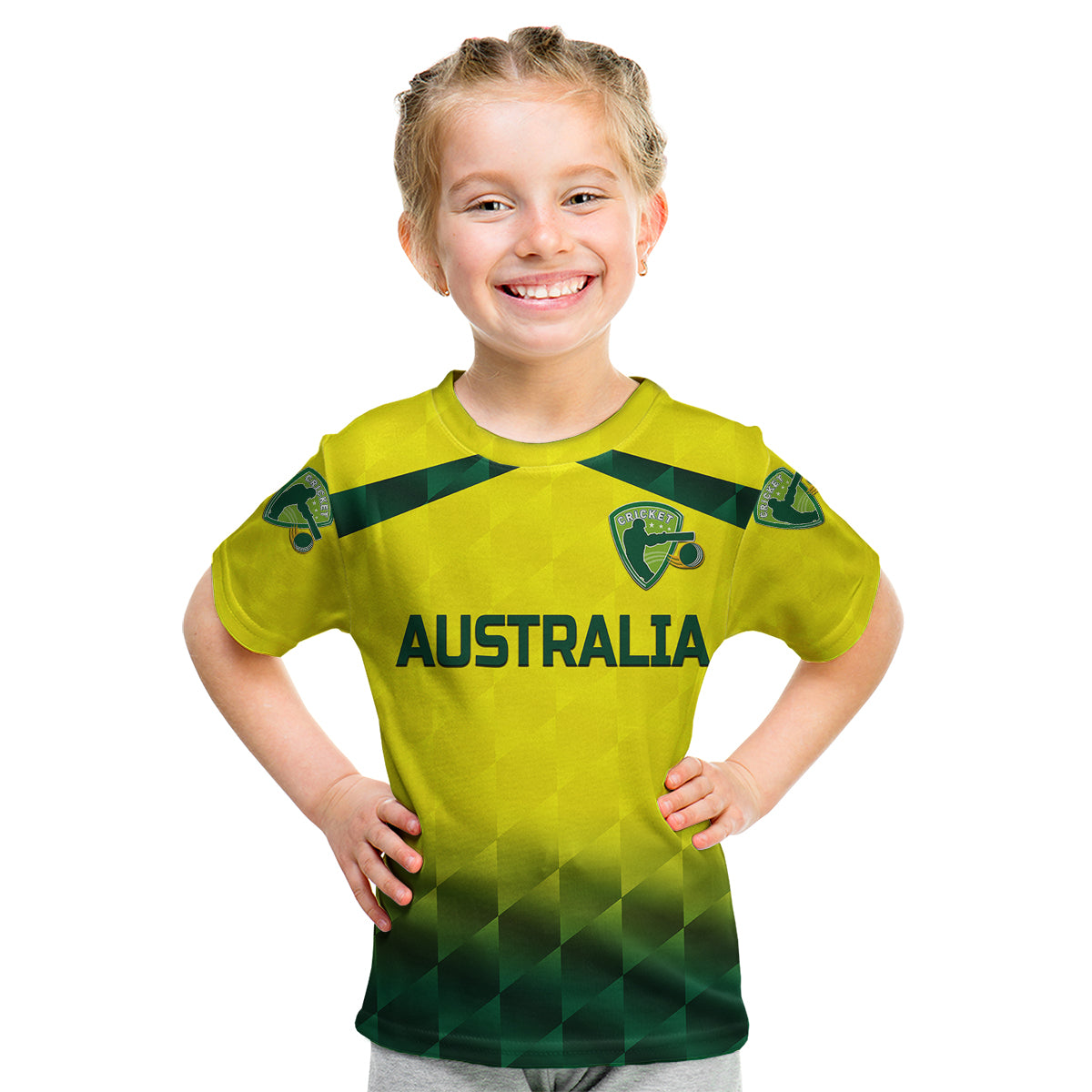 (Custom Personalised) Australia Cricket Kid T Shirt Aussie Unique - Gradient Yellow Vibes - Vibe Hoodie Shop