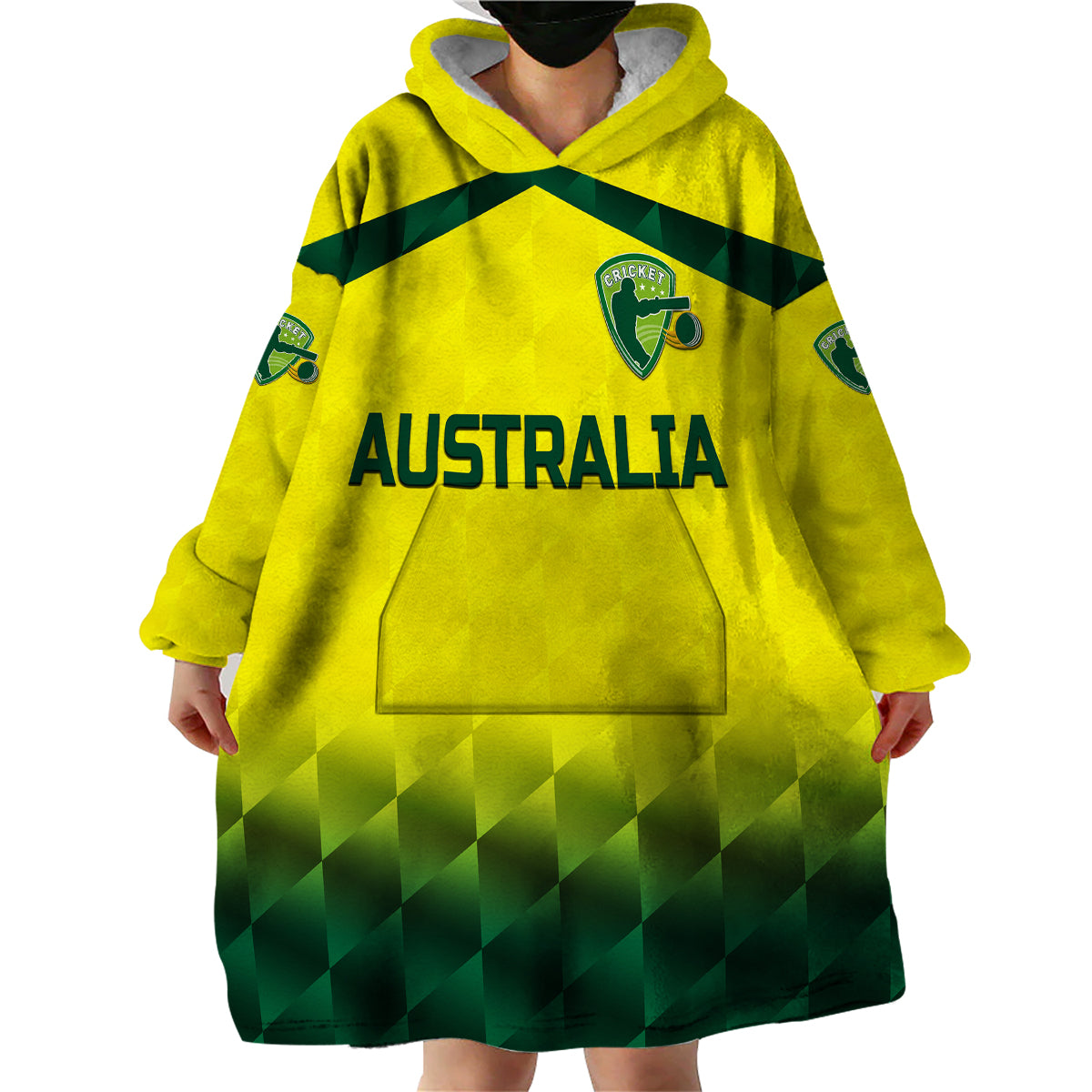 (Custom Personalised) Australia Cricket Wearable Blanket Hoodie Aussie Unique - Gradient Yellow Vibes - Vibe Hoodie Shop