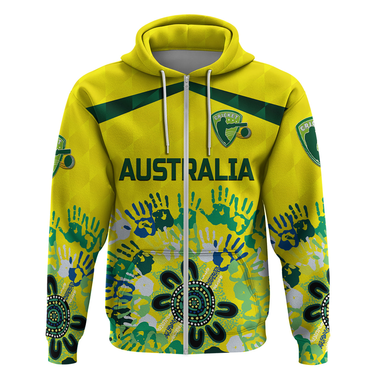 (Custom Personalised) Australia Cricket Hoodie Aboriginal Style Unique - Yellow LT8 - Vibe Hoodie Shop