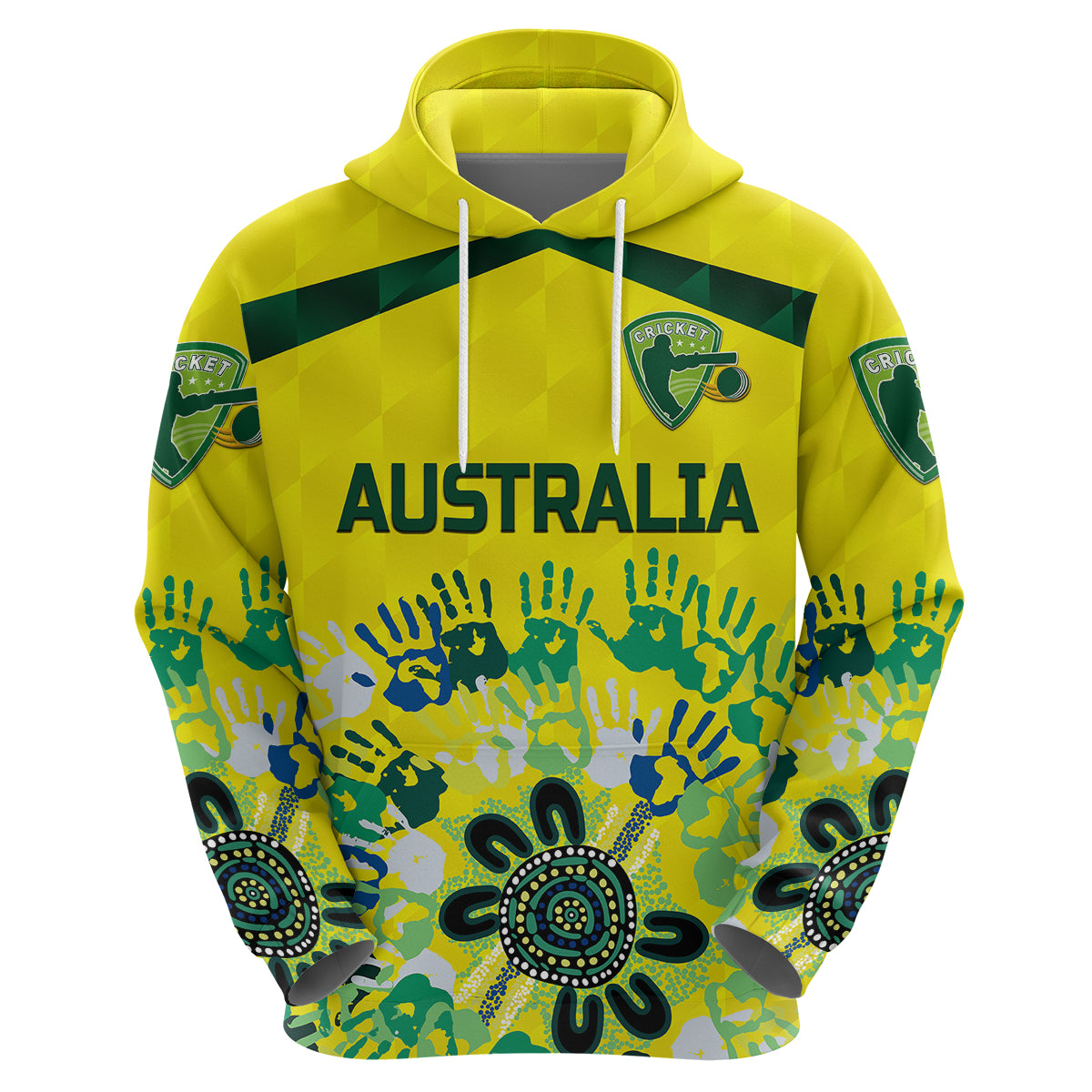 (Custom Personalised) Australia Cricket Hoodie Aboriginal Style Unique - Yellow LT8 - Vibe Hoodie Shop