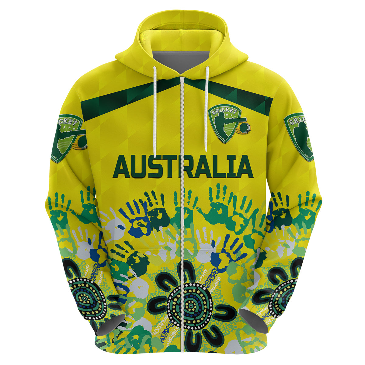 (Custom Personalised) Australia Cricket Hoodie Aboriginal Style Unique - Yellow LT8 - Vibe Hoodie Shop