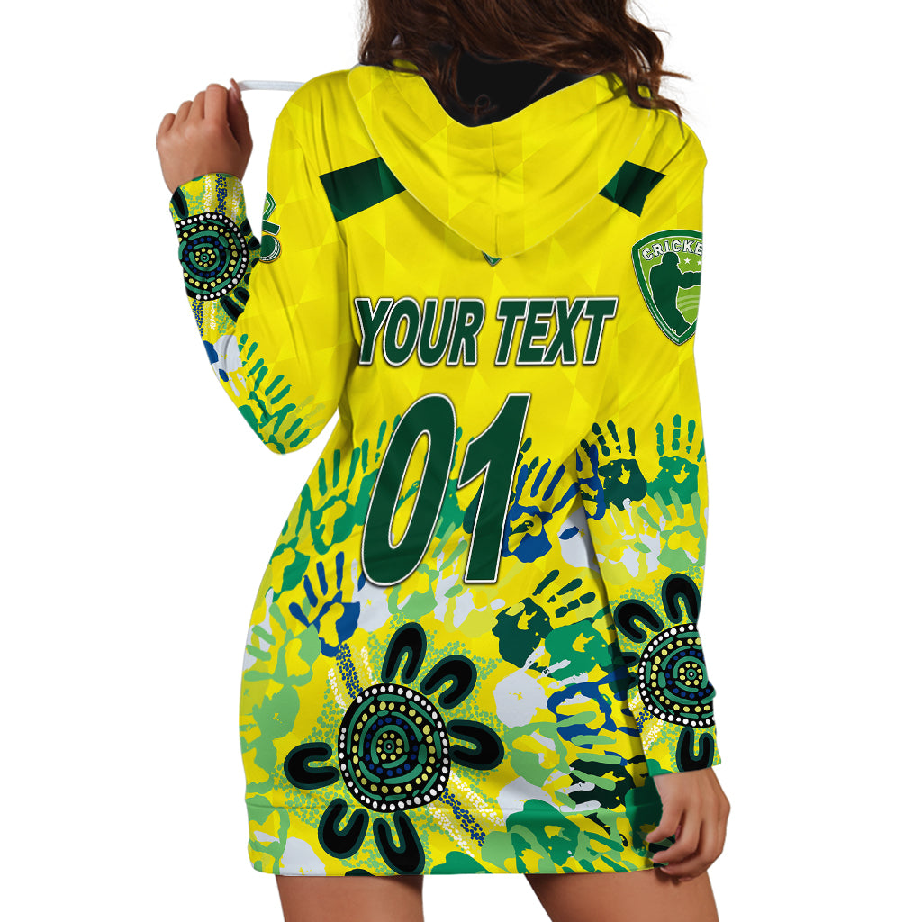 (Custom Personalised) Australia Cricket Hoodie Dress Aboriginal Style Unique - Yellow - Vibe Hoodie Shop