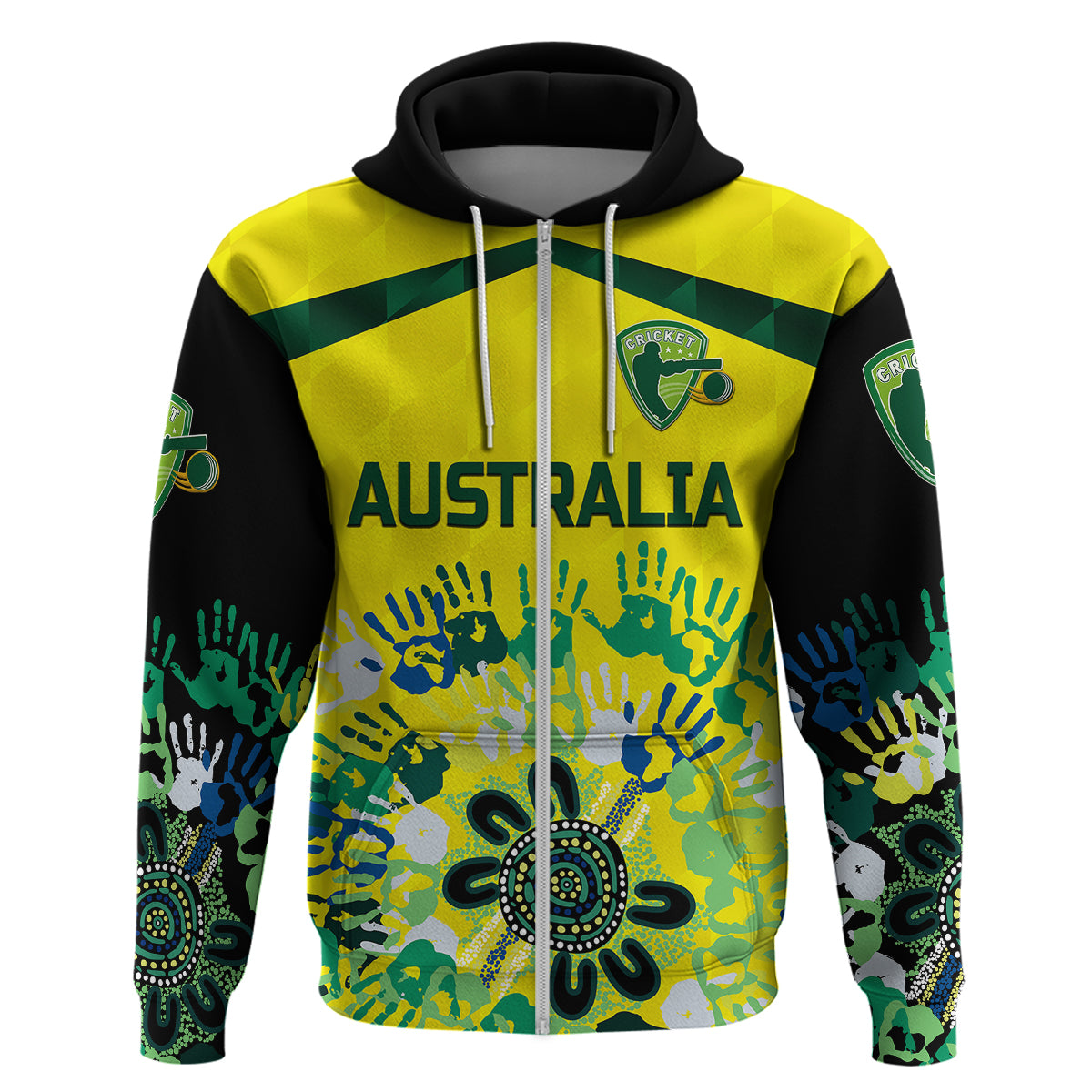 (Custom Personalised) Australia Cricket Hoodie Aboriginal Style Unique - Black LT8 - Vibe Hoodie Shop