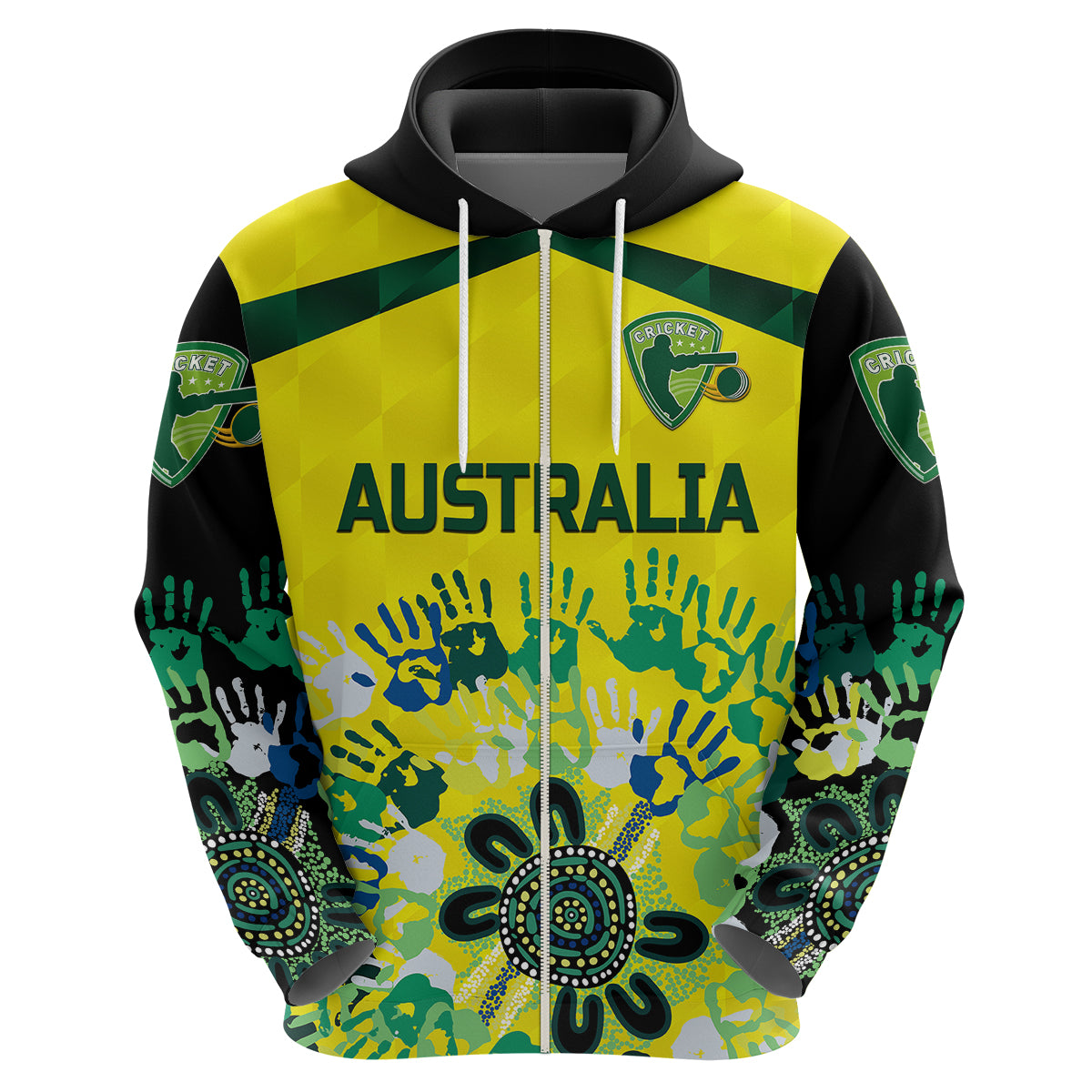 (Custom Personalised) Australia Cricket Hoodie Aboriginal Style Unique - Black LT8 - Vibe Hoodie Shop