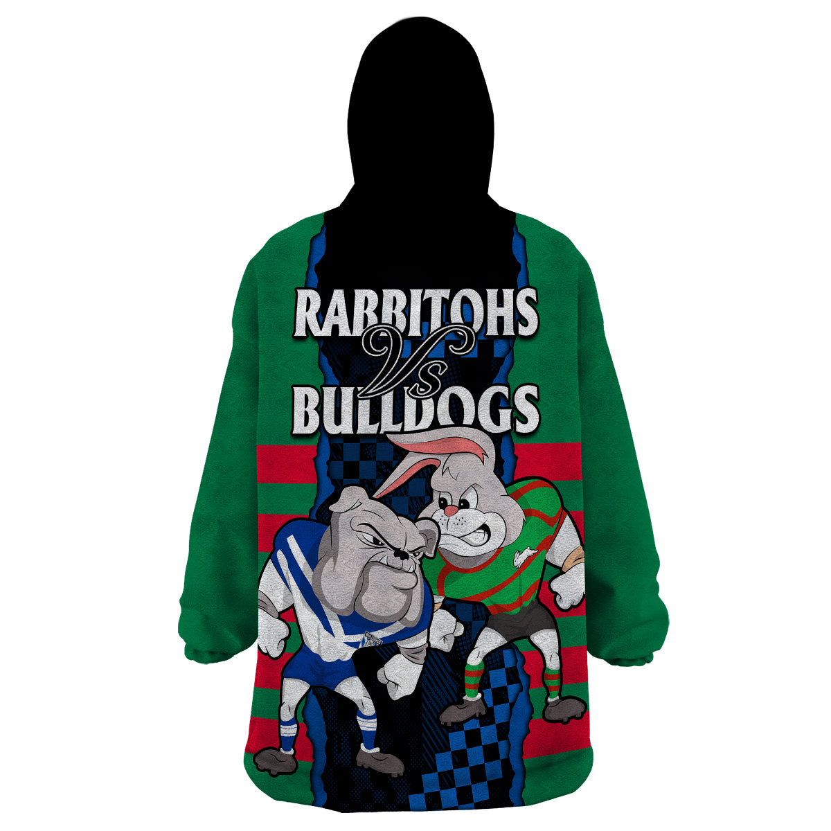 NRL Combine Rabbitohs and Bulldogs Wearable Blanket Hoodie - Vibe Hoodie Shop
