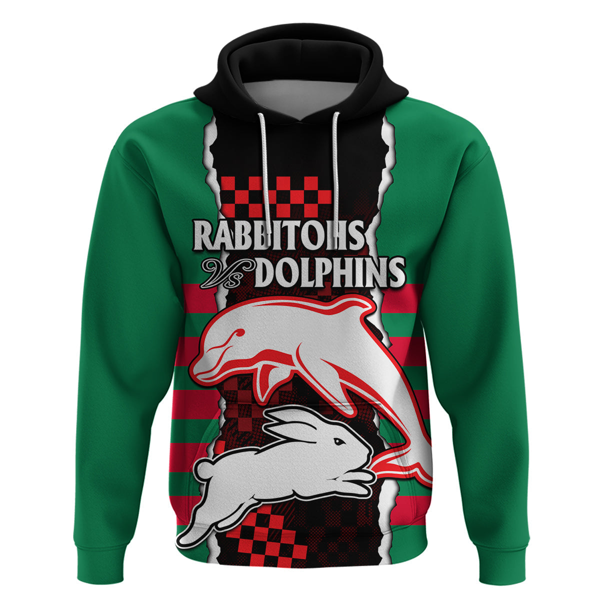 NRL Combine Rabbitohs and Dolphins Hoodie LT9 - Vibe Hoodie Shop