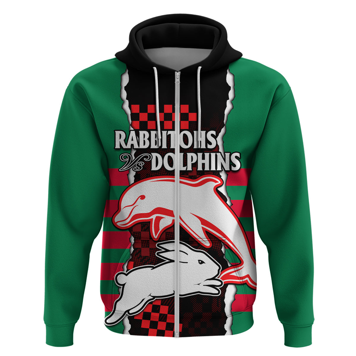 NRL Combine Rabbitohs and Dolphins Hoodie LT9 - Vibe Hoodie Shop