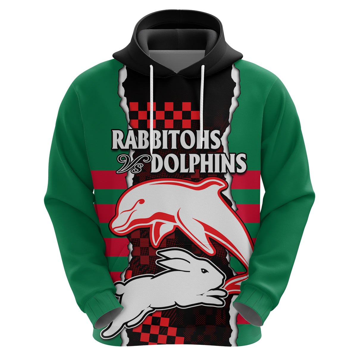 NRL Combine Rabbitohs and Dolphins Hoodie LT9 - Vibe Hoodie Shop