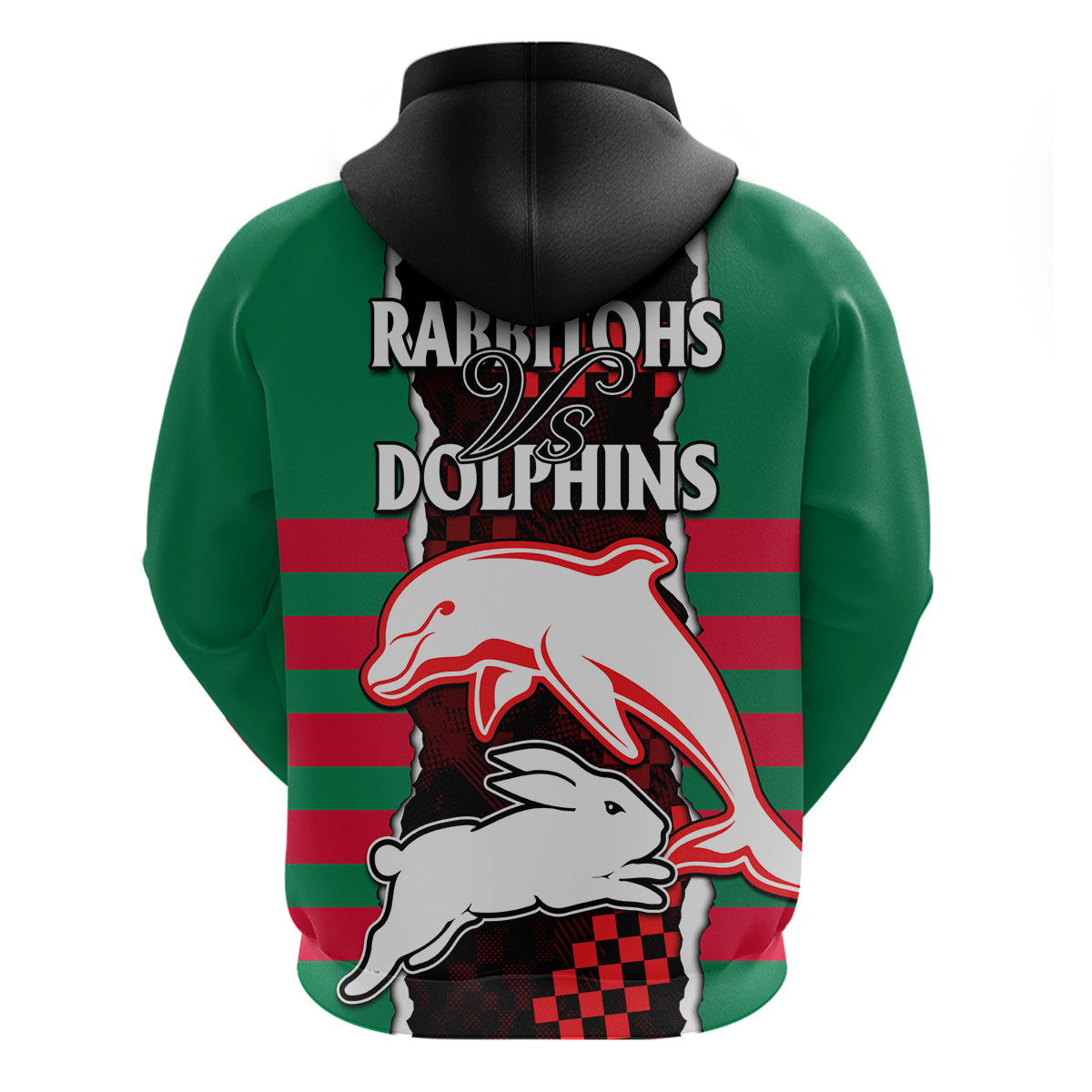 NRL Combine Rabbitohs and Dolphins Hoodie LT9 - Vibe Hoodie Shop