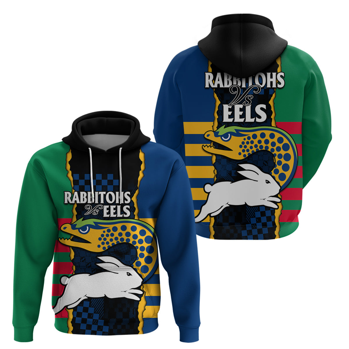 NRL Combine Rabbitohs and Eels Hoodie LT9 - Vibe Hoodie Shop