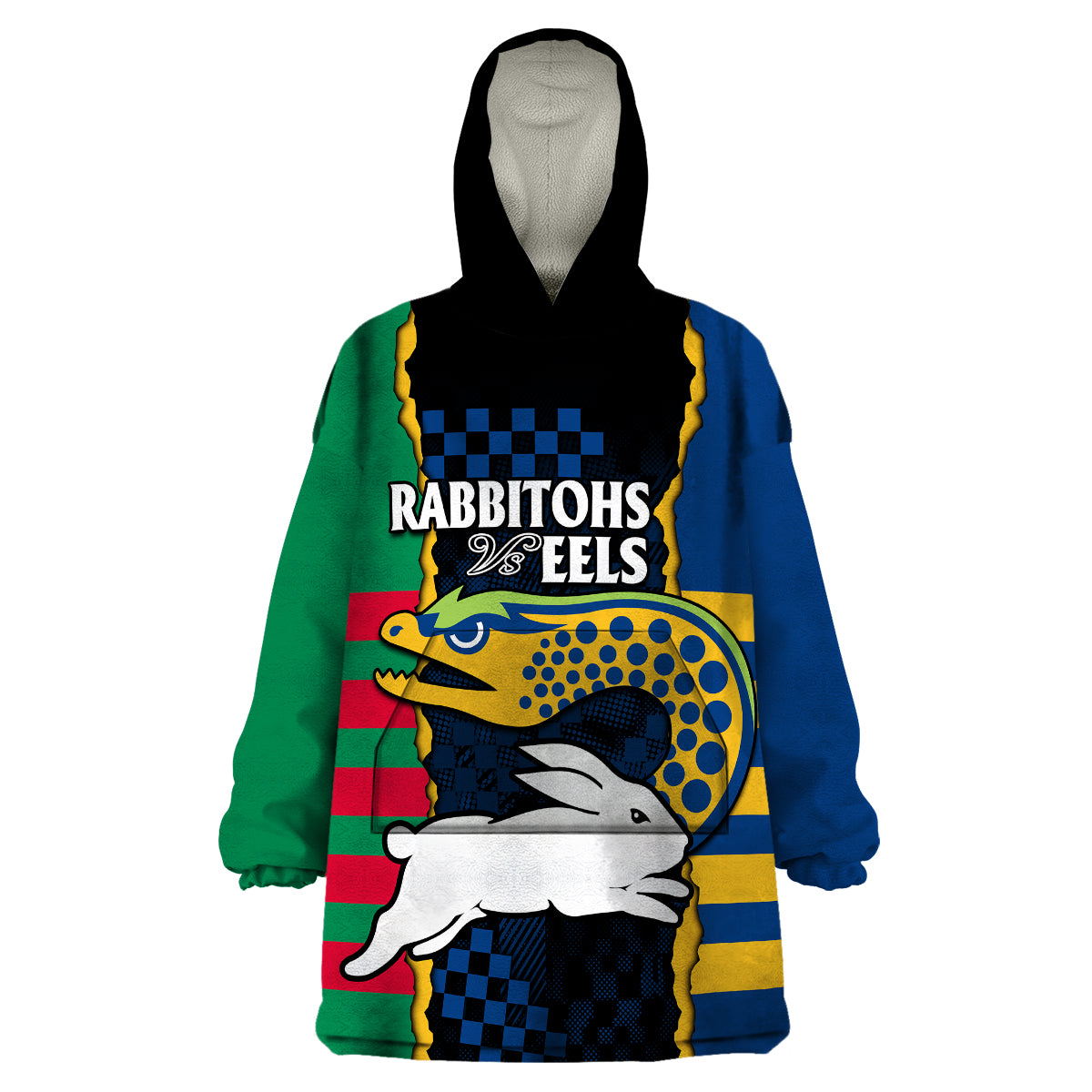 NRL Combine Rabbitohs and Eels Wearable Blanket Hoodie - Vibe Hoodie Shop