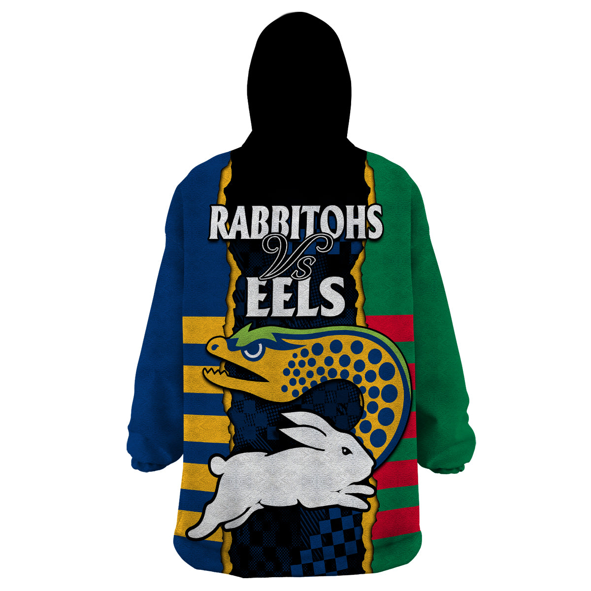 NRL Combine Rabbitohs and Eels Wearable Blanket Hoodie - Vibe Hoodie Shop