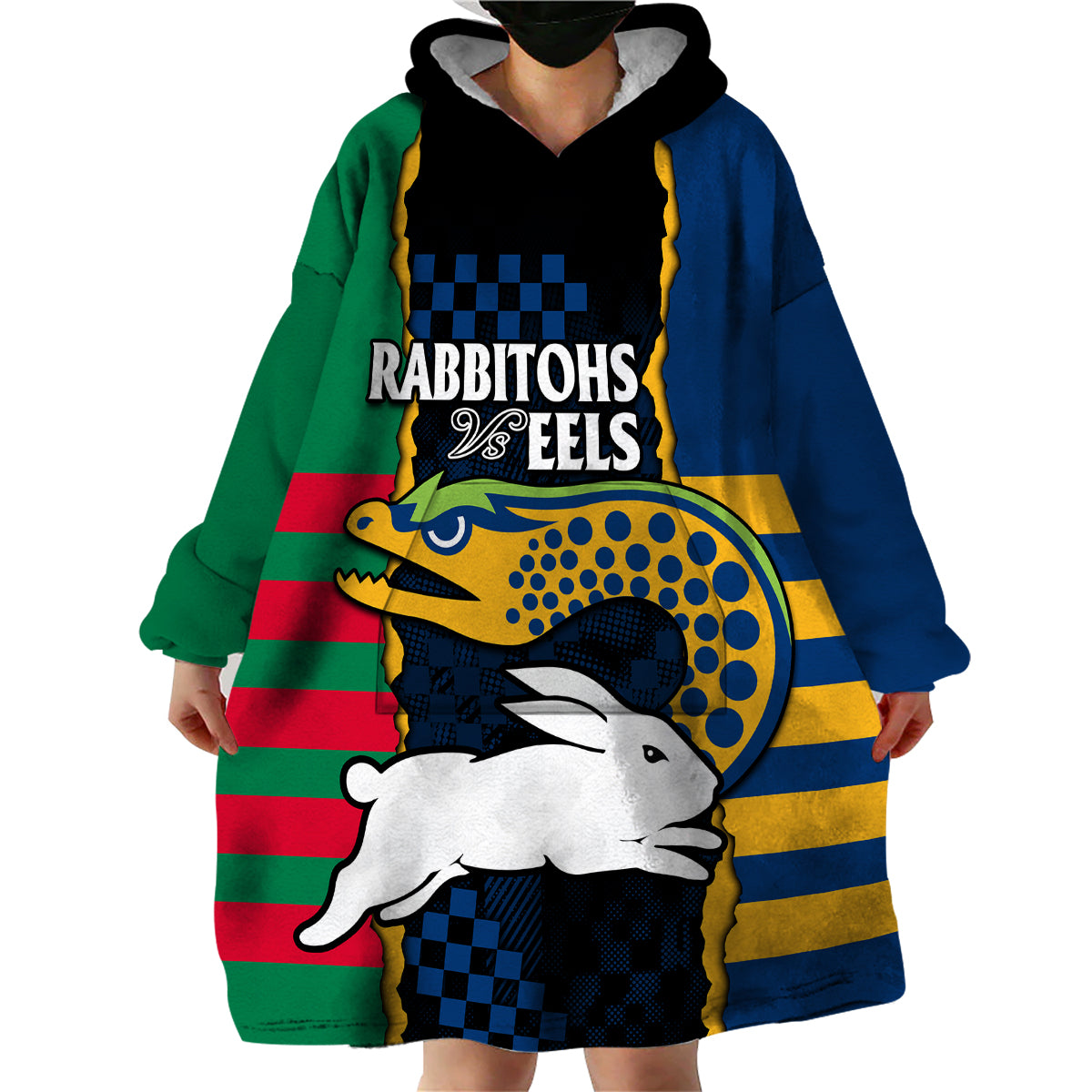 NRL Combine Rabbitohs and Eels Wearable Blanket Hoodie - Vibe Hoodie Shop