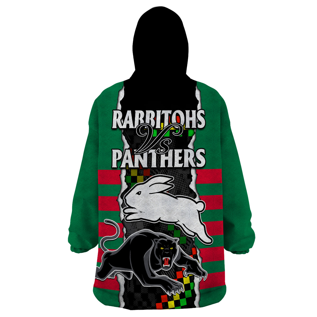 NRL Combine Rabbitohs and Panthers Wearable Blanket Hoodie - Vibe Hoodie Shop
