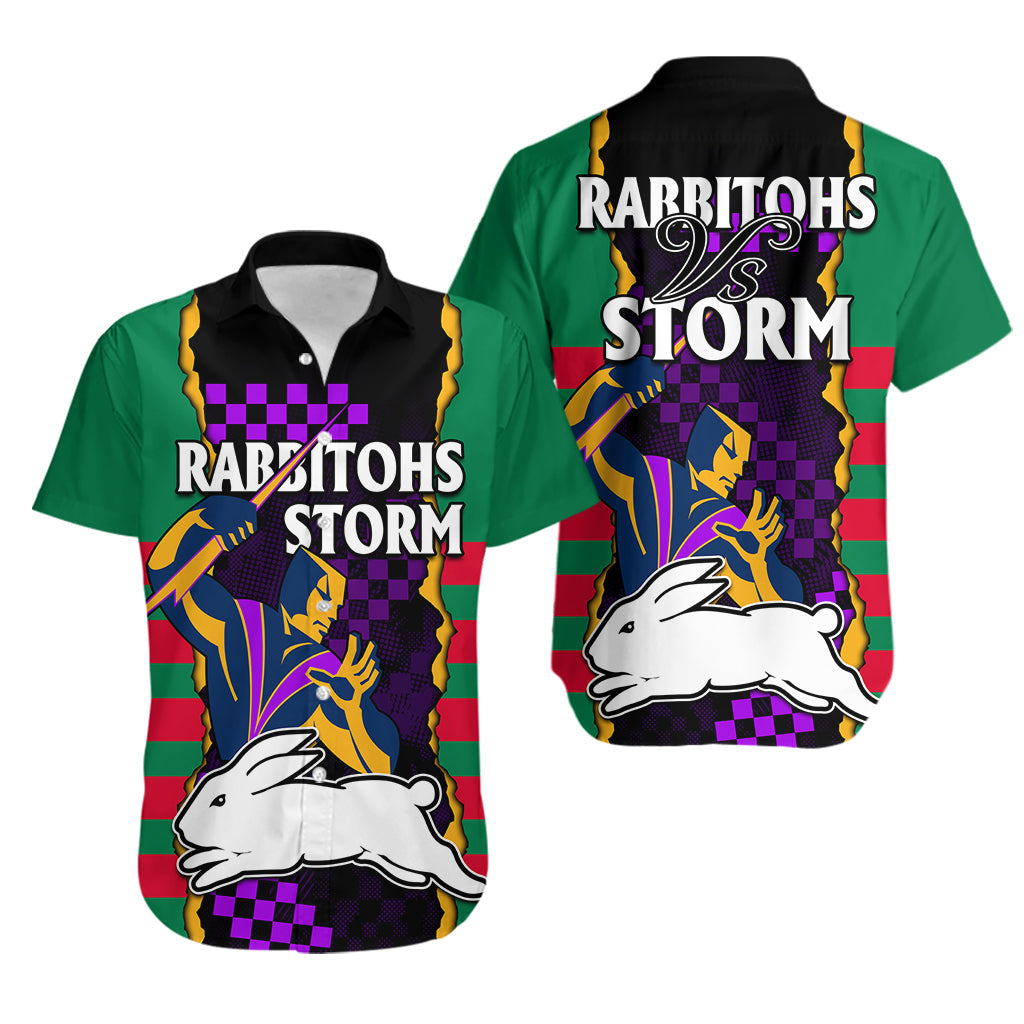 NRL Combine Rabbitohs and Storm Hawaiian Shirt - Vibe Hoodie Shop