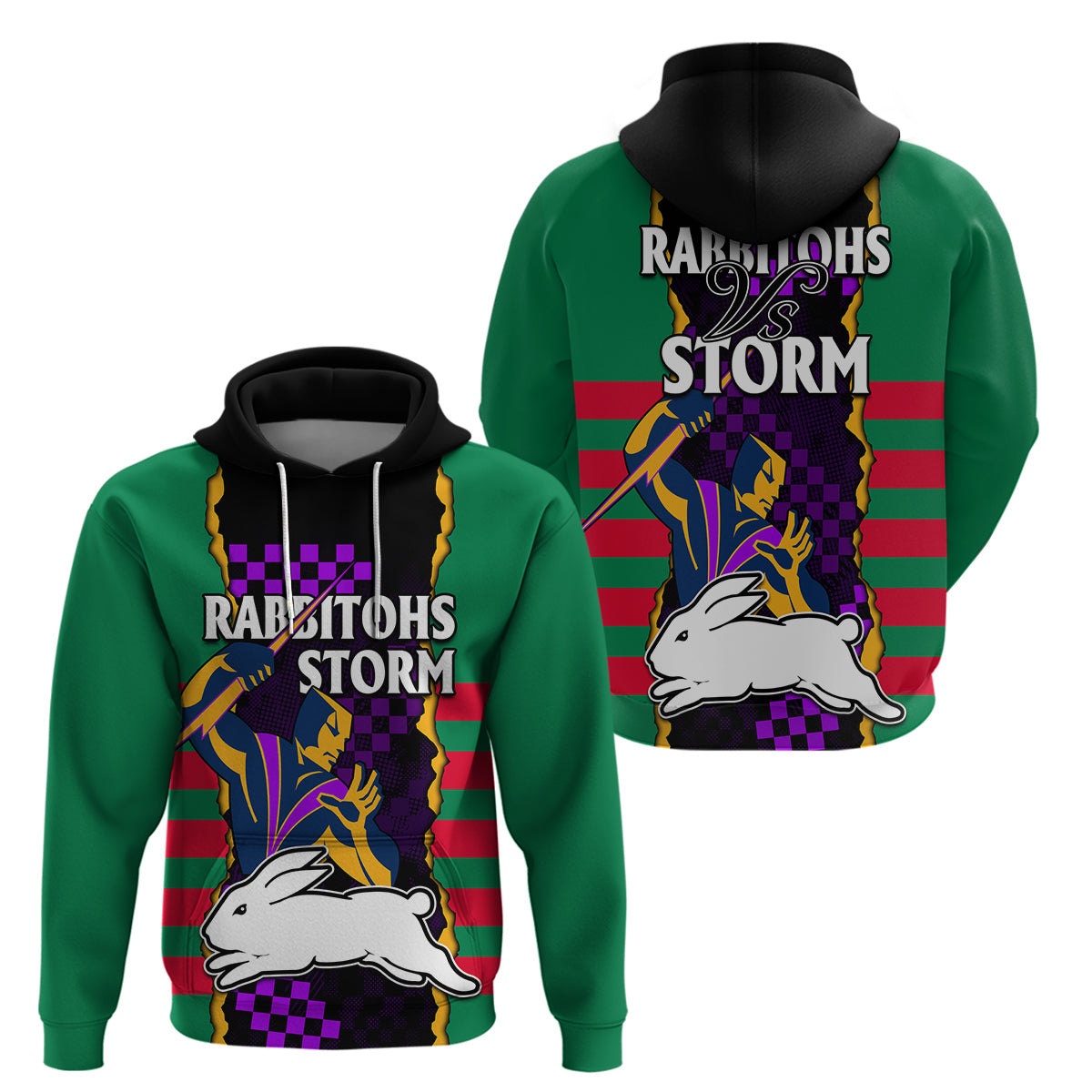 NRL Combine Rabbitohs and Storm Hoodie LT9 - Vibe Hoodie Shop