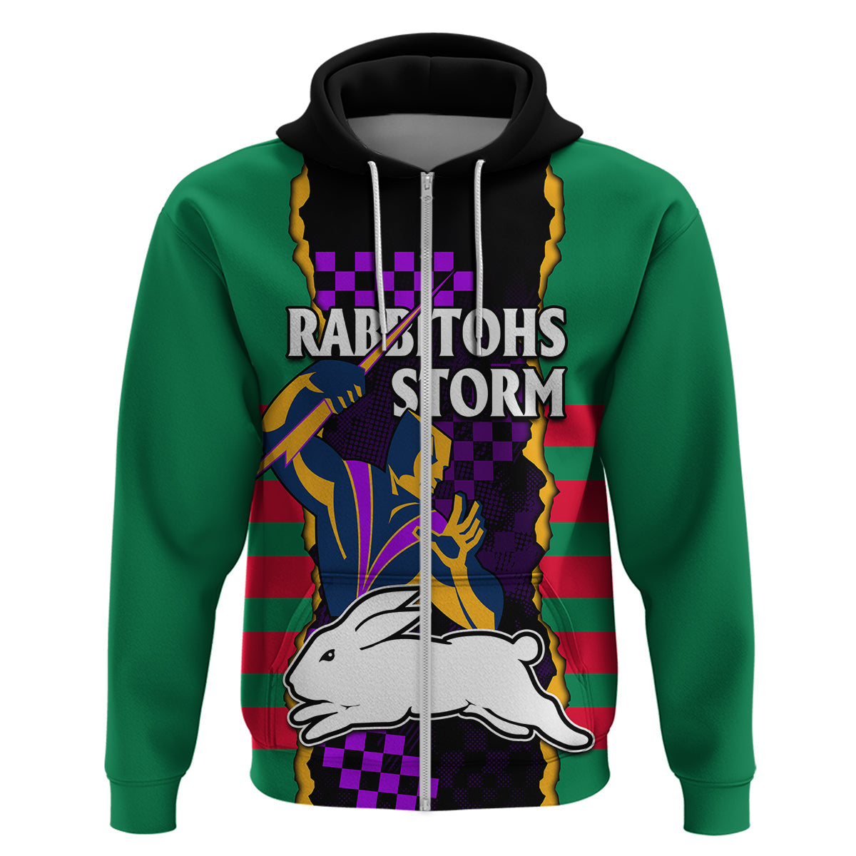 NRL Combine Rabbitohs and Storm Hoodie LT9 - Vibe Hoodie Shop
