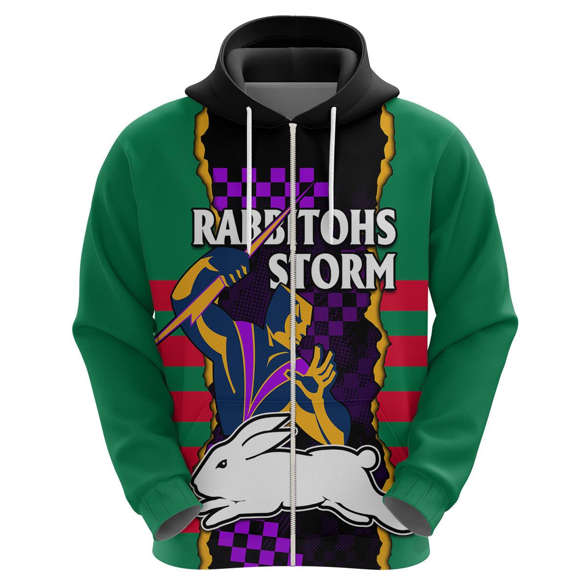 NRL Combine Rabbitohs and Storm Hoodie LT9 - Vibe Hoodie Shop