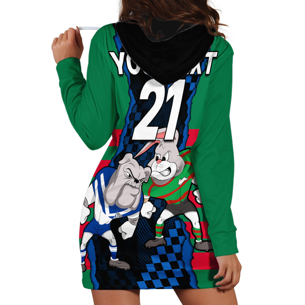 (Custom Text And Number) NRL Combine Rabbitohs and Bulldogs Hoodie Dress - Vibe Hoodie Shop