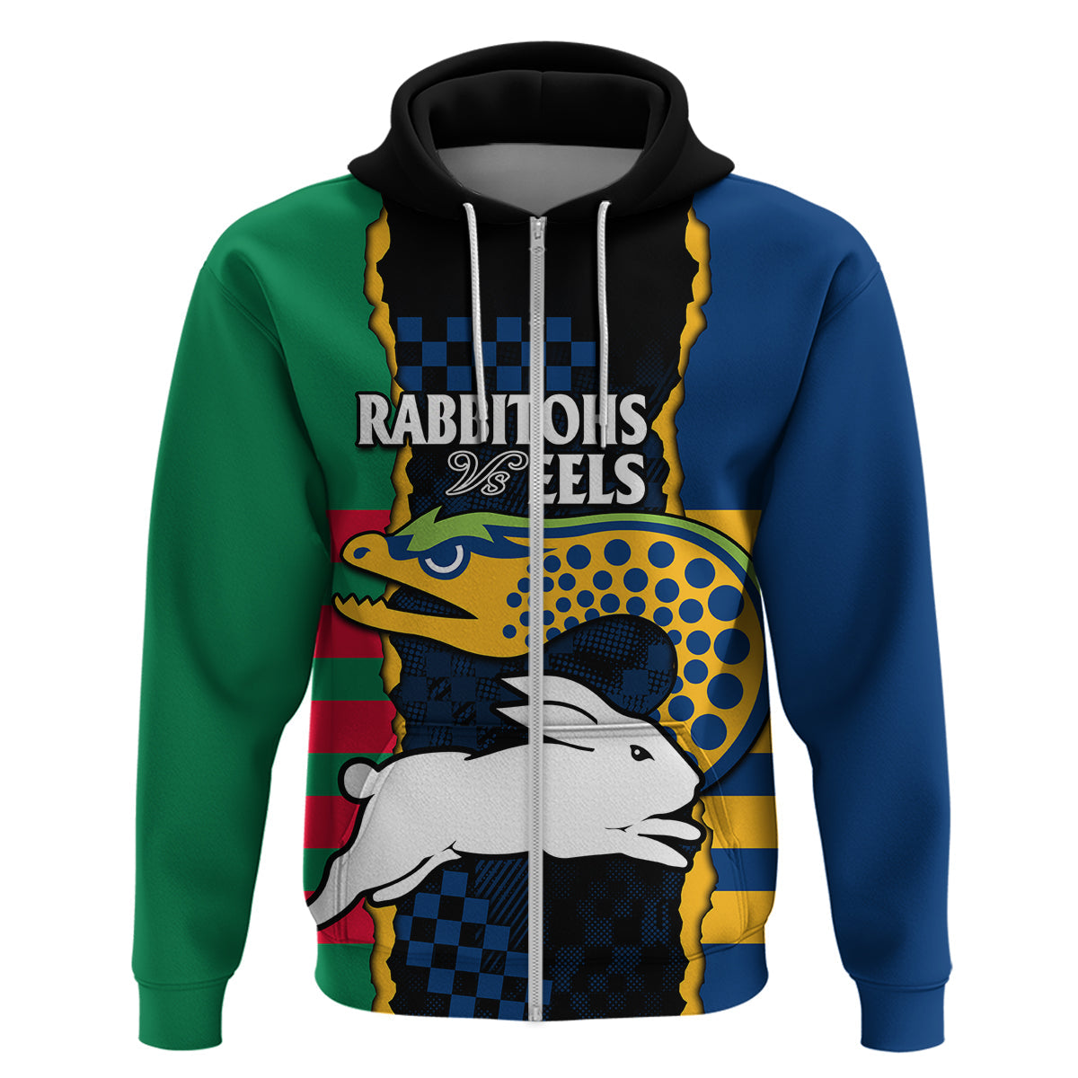 (Custom Text And Number) NRL Combine Rabbitohs and Eels Hoodie LT9 - Vibe Hoodie Shop