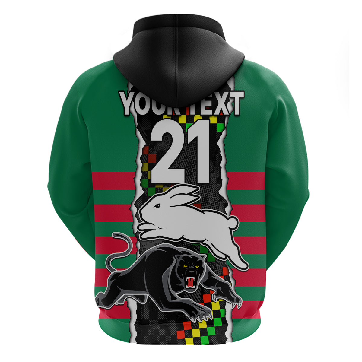 (Custom Text And Number) NRL Combine Rabbitohs and Panthers Hoodie LT9 - Vibe Hoodie Shop