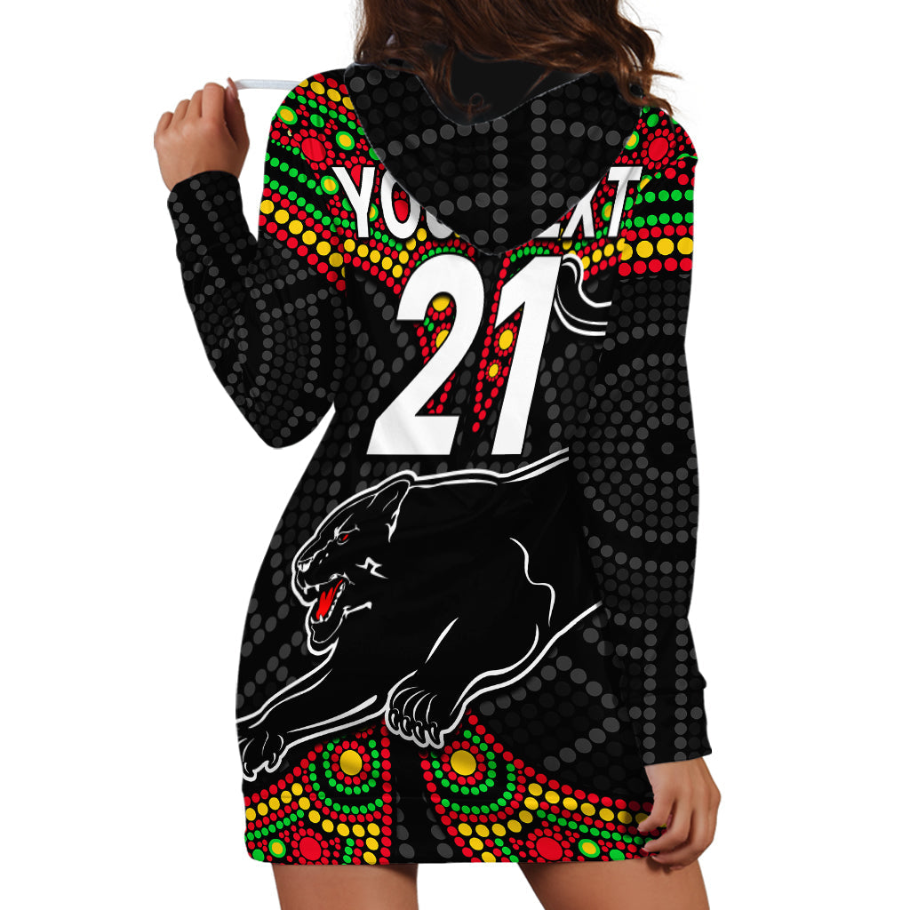 (Custom Text And Number) Panthers Liquorice Allsorts Rugby Aboriginal Hoodie Dress - Vibe Hoodie Shop